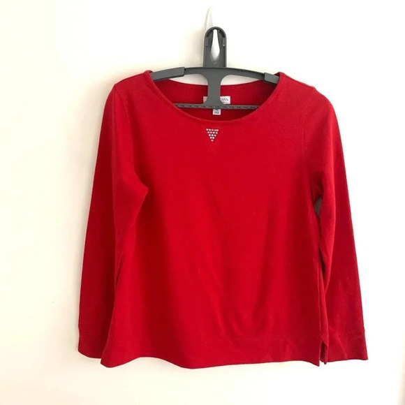 Kim Rogers petite scoop neckline pullover red sweater size PS - Picture 1 of 4